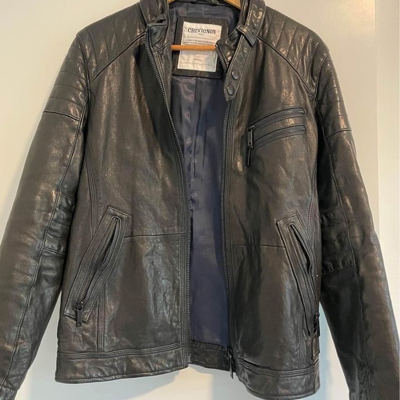 Chevignon men’s lamb skin jacket small SM midnight blue - Picture 7 of 7